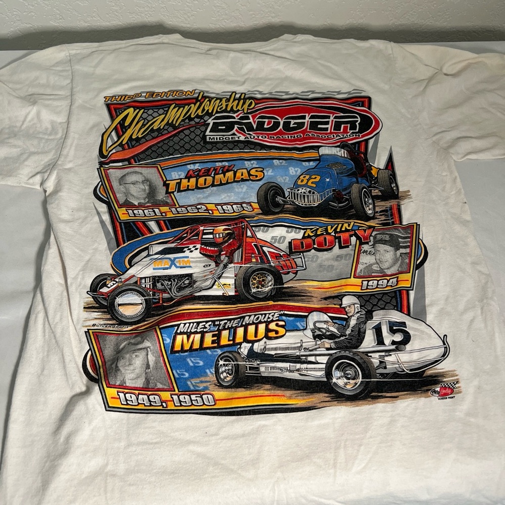 Vintage T-shirt‎ Badger Midget Auto Racing Assoc Men’s Med Thomas Doty Melius